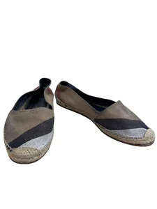 Burberry Brit Womens Plaid Brown Canvas Espadrille Flats Size 38 SKU 8264 - Picture 1 of 21