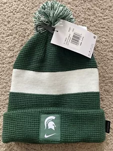 Nike Michigan State Spartans Cappello Uomo Verde Polsini Sideline Maglia Calda con Pom - Foto 1 di 7