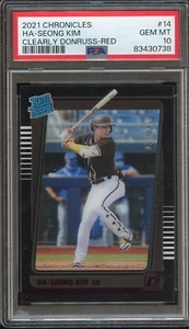 PSA 10 2021 CHRONICLES CLEARLY DONRUSS-RED #14 HA-SEONG KIM RC SP SERIAL #/100 - Picture 1 of 2