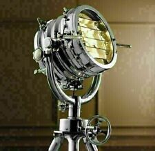 Vintage Royal Master Spotlight Nautical Search Light Chrome Tripod Floor Lamp