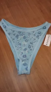 Pac Sun Eco Blue NWT Bikini Bottoms Women's Xs Extra Small High Rise Cheeky - Picture 1 of 3