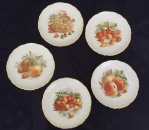 Bavaria Golden Crown Gold Trim Scalloped Display Fruit Plates Set of Five c.1950 - Picture 1 of 11