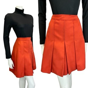 MINIGONNA VINTAGE ANNI 60 70 ARANCIONE RUGGINE PLISSETTATA LINEA A MOD PREPPY 4 - Foto 1 di 11