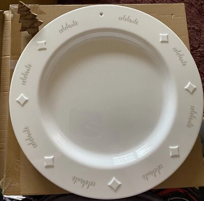 Thirty One 31, Plato para servir plato de celebración, marfil, con icono de árbol de madera ¡NUEVO! Foto 1 de 3