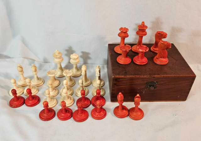 Antique Barleycorn Bone Chess Set KH 105cm/415 inches Old -  Portugal