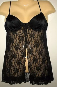 VICTORIA'S SECRET - NEW MED - SCHWARZER BÜGEL-BH HAKEN HINTEN - OFFENES BABYDOLL - Bild 1 von 3