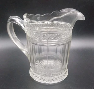 Mini Vintage 12 oz Clear Heavy Thick Glass Pitcher, 5-1/2" X 3-1/3" X 4-3/4" - Picture 1 of 15