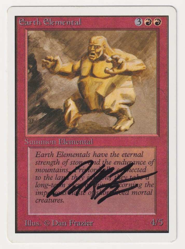 Signed Earth Elemental MP Unlimited Edition Artist Dan Frazier 1993 MTG Magic! - Image 1 of 2