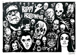 Impresión artística de FELIZ HALLOWEEN FIRMADA POR TIM ARMSTRONG edición limitada con certificado de autenticidad x/150 - Imagen 1 de 5