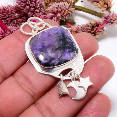 Charoite púrpura - Colgante de plata de ley 925 Siberia 2,03" sku25 Foto 1 de 4