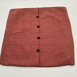West Elm 20x20 Silk Cotton Blend Dusty Rose Buttons Pillow Cover Coral - Picture 1 of 6