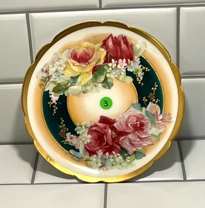 Limoges Coronet France 6" Plate • Handpainted Roses Floral Gold Trim ( Plate 3 ) - Picture 1 of 4