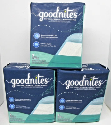 Alfombrillas desechables Goodnites almohadillas para mojar la cama para niños y niñas 27 CUENTAS Foto 1 de 4