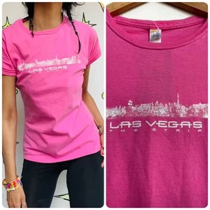 Vintage Y2K | Pink Las Vegas Fairy Grunge Emo Souvenir Baby Tee T Shirt | XL - Picture 1 of 2