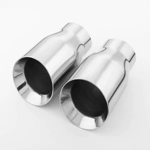 2PCS Universal Exhaust Tips 3" Inlet 4" Out Angle Cut Double Wall 7" Length - Picture 1 of 7