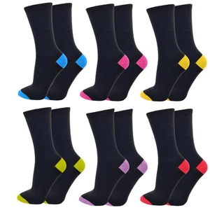 Women Non Elastic Diabetic Black Colored Heel &Toe Easy Grip Design Socks Lot - Picture 1 of 6