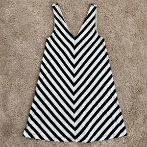 LOFT Tank Kleid Damen Gr. XS schwarz weiß Chevron Streifen V-Ausschnitt - Bild 1 von 7