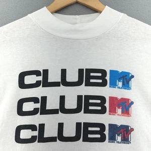 1989 Club MTV Music Television White T Shirt SZ L Made In USA RARE 1980s 80s - Picture 1 of 10