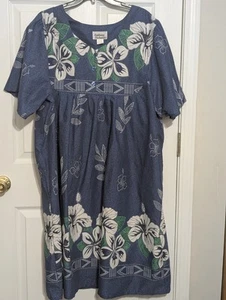 Anthony Richards Womens Dress 3X Muu Muu Kaftan Blue Floral Pockets Loungewear - Picture 1 of 11