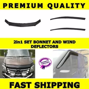 MERCEDES BENZ SPRINTER 2013-18 Wind Rain deflectors & Bonnet Deflector Protector - Picture 1 of 7