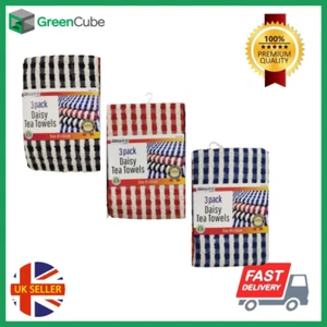 Heavy-Duty Soft Cotton Tea Towels Kitchen Water Absorbent Tea Towels Pack Of 3 - Picture 1 of 2