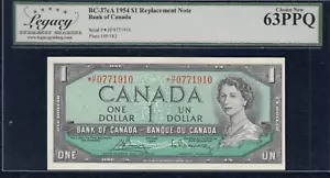 1954 Bank of Canada $1 Replacement - Legacy Choice 63PPQ - Cat#37cA - H/F0771910 - Picture 1 of 2