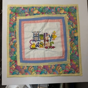 Quilted Table Runner- Happy Easter - Bunny Eggs 22" x 22” - Picture 1 of 6