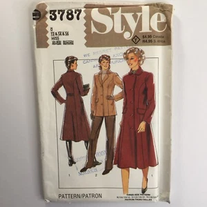 Style 3783 Retro Long Short Collared Coat Jacket  Ladies New Uncut Pattern - Picture 1 of 11