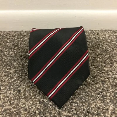 Corbata Louis Vuitton 100 % seda a rayas negra roja 59,5 L 4,25 W Foto 1 de 4