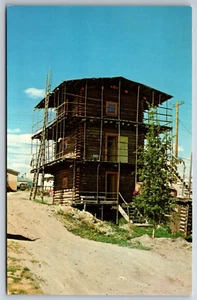 Skyscraper Log Cabin w Ladder Whitehorse Yukon Canada Hibshman Chrome  Postcard - Picture 1 of 2
