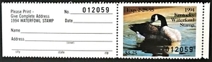 Estampilla de pato cazador de Kentucky 1994, KY10, ganso de Canadá por Ralph J. McDonald - Imagen 1 de 2