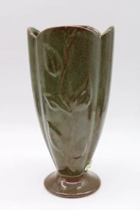 Vintage MCM Haeger Green Brown w Raised Leaf & Vine Design Large Vase - 10.5" T - Picture 1 of 9