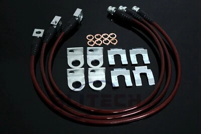 Kit de línea de freno extendida delantera trasera de acero inoxidable para Jeep TJ YJ 1987-2006 rojo Foto 1 de 2