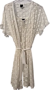Baby Doll Lingerie Sheer White Lace Negligee Robe Bridal Size XL Sexy Sheer Lace - Picture 1 of 15