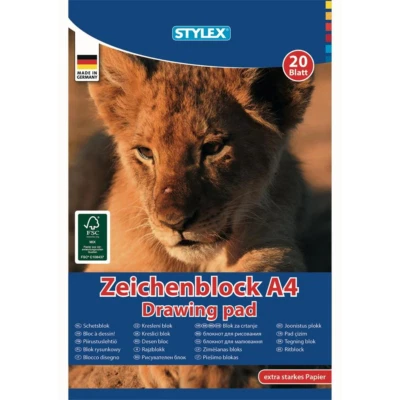 STYLEX Zeichenblock Skizzenblock Zeichnenpapier DIN A4, 20 Blatt 120g/m²