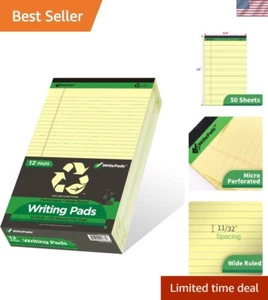 Perforated Canary Legal Pads - 14" Large Size, 50 Sheets of Double-Sided Paper - Picture 1 of 9