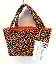 Children's Halloween Open Tote Bag Candy Corn 100% Cotton 6" W x 5" H x 2 1/4"D
