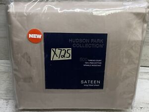 Hudson Park 500 TC Sateen King Fitted Sheet Sand Color New open package
