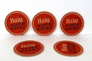 Vintage Haig Scotch Whisky Advertising Glass Coasters 5 Pc Cardboard Collectible - Picture 1 of 7