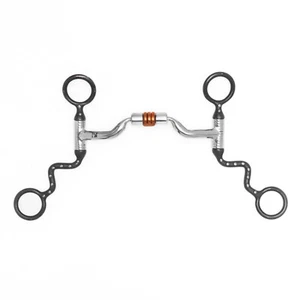 NY Tack 5" Western Silver Punteado Vástago en S Puerto Bajo Rodillos de Cobre Broca de Bordillo de Caballo - Imagen 1 de 6