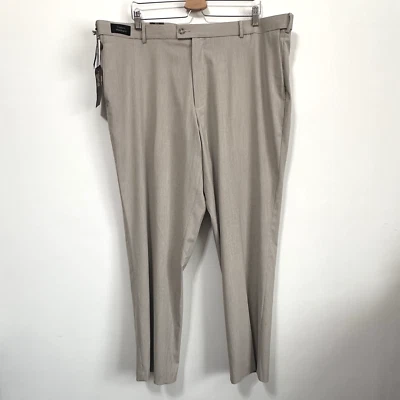 Dockers Mens Pants 42 x 30 Prescot Dress Pants Tan Pinstripe Flat Front NEW - Image 1 of 4