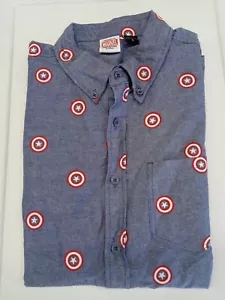 Marvel Captain America Button-Down-Hemd für Herren neu mit Etikett Small - Bild 1 von 5
