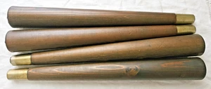 4 Vintage Mid Century Tapered Wood Table Legs 14" Brass Bottom Screw in Top - Picture 1 of 2