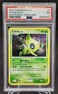 PSA 7 Celebi 7/123 Holo Rare Mysterious Treasures D&P 2007 Pokemon Card SWIRL π - Picture 1 of 3