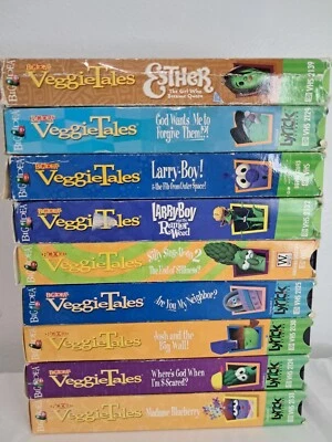 VeggieTales Lot of 8 VHS Larry Boy /Esther /Josh/ Madame Blueberry/ Learning  - Image 1 of 4