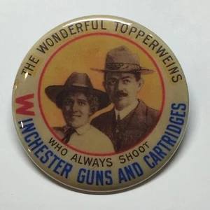 Meraviglioso specchio tascabile pubblicitario Topperwein Winchester Gun - Foto 1 di 2