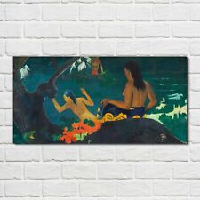 Glass Print 100x50 Painting Tahiti Natives Trees Paul Gauguin Wall Art Decor 