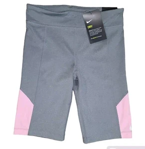 Nike Tight-Fit Dri-fit Coolant Athletic Bike Shorts Girls LARGE Sports Logo NWT - Picture 1 of 7