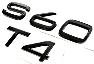 BLACK S60 + T4 FOR VOLVO S60 REAR TRUNK NAMEPLATE EMBLEM BADGE LETTERS NUMBER - Picture 1 of 2