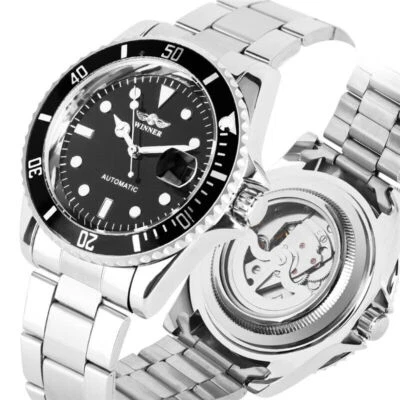 Reloj Hombre Ganador Automático Mecánico Calendario Pantalla Acero Inoxidable Relojes Foto 1 de 4